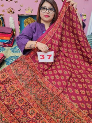 12TH SEP 2ND LIVE - PURE MODAL MASLIN MULTI BLOCK SAREE (NO.37)