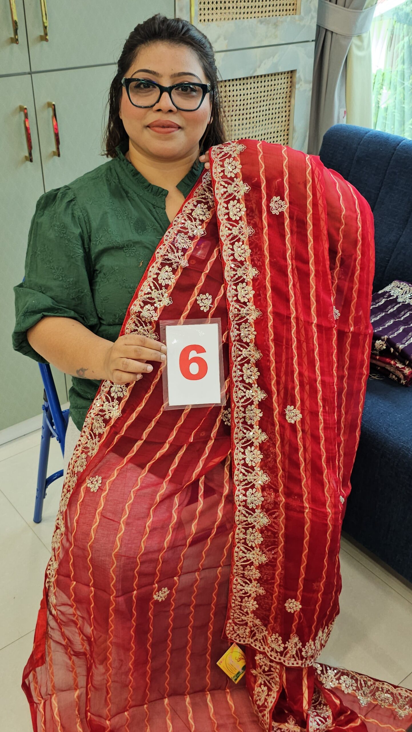 6TH SEP LIVE - MOSS CHIFFON SAREE (NO.6)
