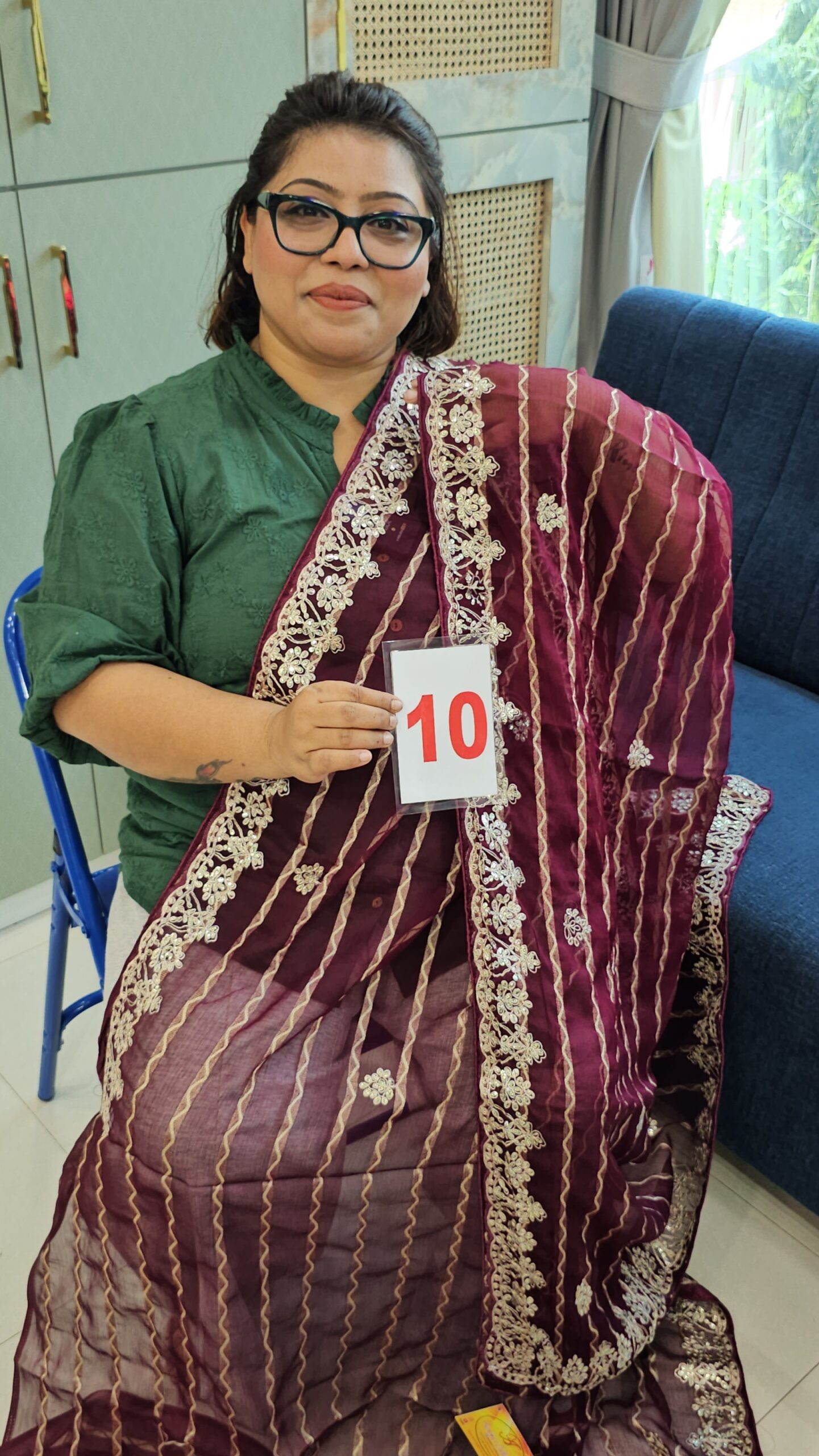 6TH SEP LIVE - MOSS CHIFFON SAREE (NO.10)