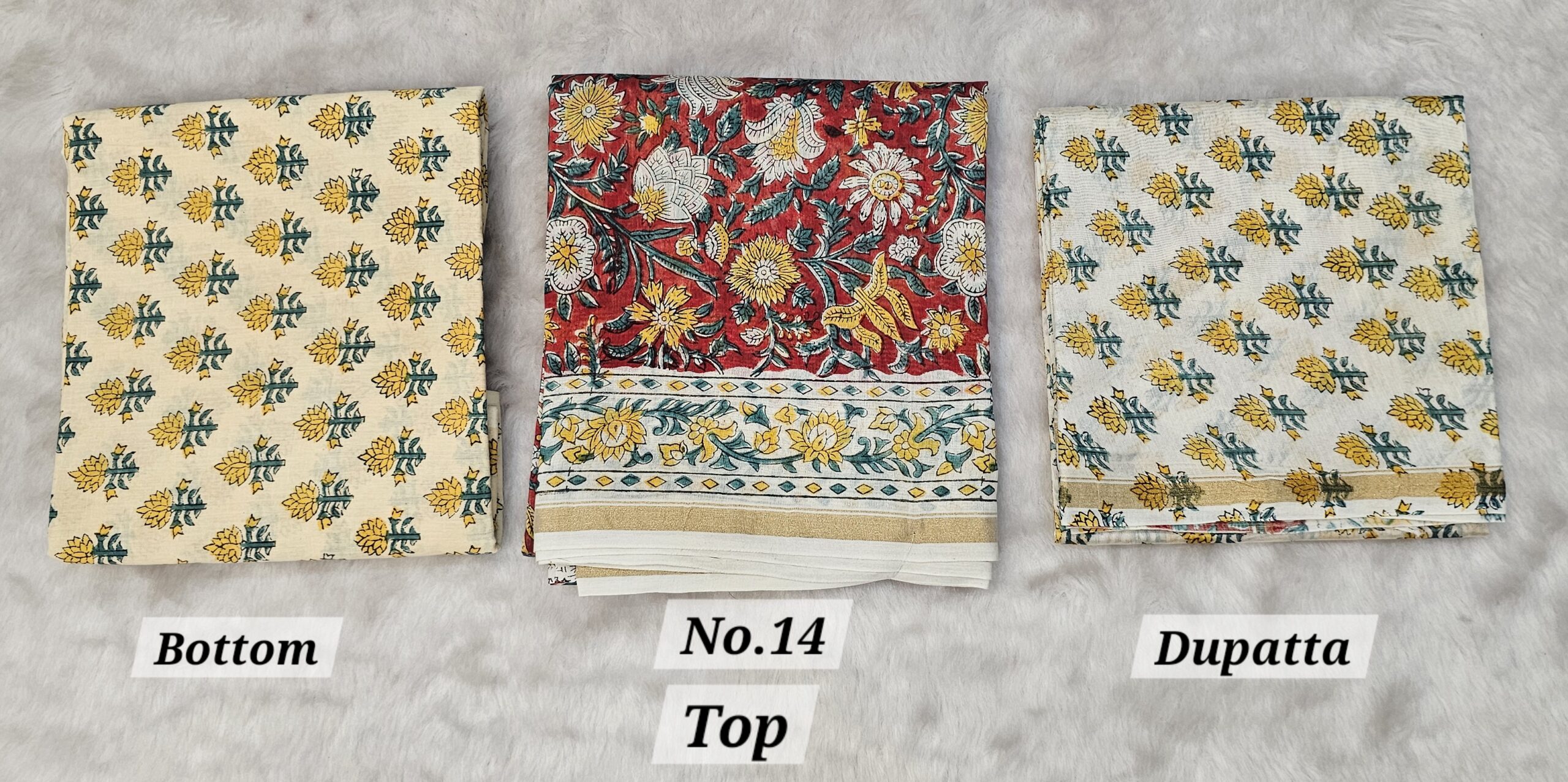 13TH SEP LIVE - CHANDERI SILK 3 PC DRESS MATERIAL (NO.14)