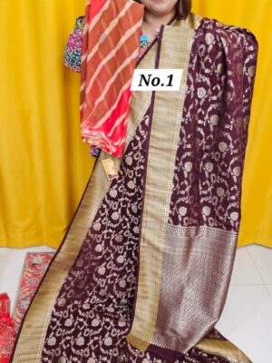 9TH SEP LIVE – GEORGETTE SILK KHADDI WITH RANDOM CHIFFON SAREE (COMBO-1)