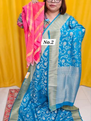 9TH SEP LIVE – GEORGETTE SILK KHADDI WITH RANDOM CHIFFON SAREE (COMBO-2)