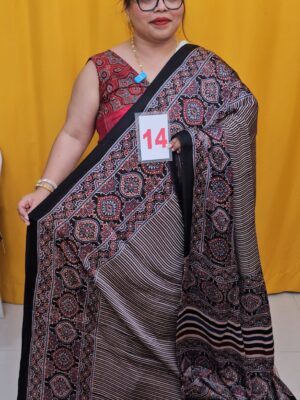 14TH SEP 2ND LIVE –  PURE AJRAKH MODAL SILK SAREE (NO.14)