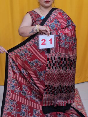 14TH SEP 2ND LIVE –  PURE AJRAKH MODAL SILK SAREE (NO.21)