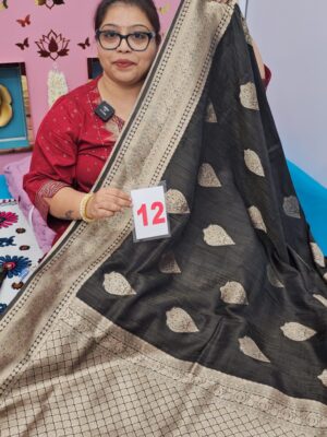 16TH SEP LIVE – TUSSAR CREPE SILK BANARSI SAREE (NO.12)