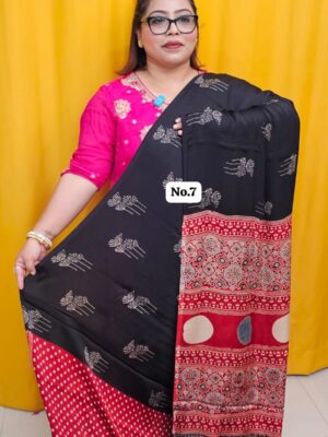 28TH SEP 2nd MEGA SALE LIVE – PURE AJRAKH MODAL SILK SAREE (NO.7)