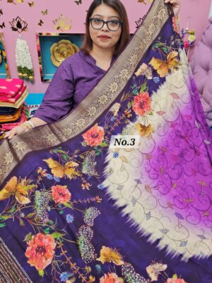 9TH OCT MEGA SALE LIVE - DIGITAL HAND KATHA CREAPE SILK SAREE (NO.3)