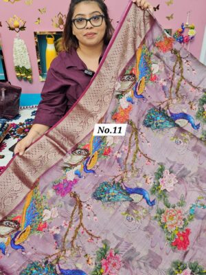5TH OCT MEGA SALE LIVE – DIGITAL HAND KATHA CREPE SAREE (NO.11)