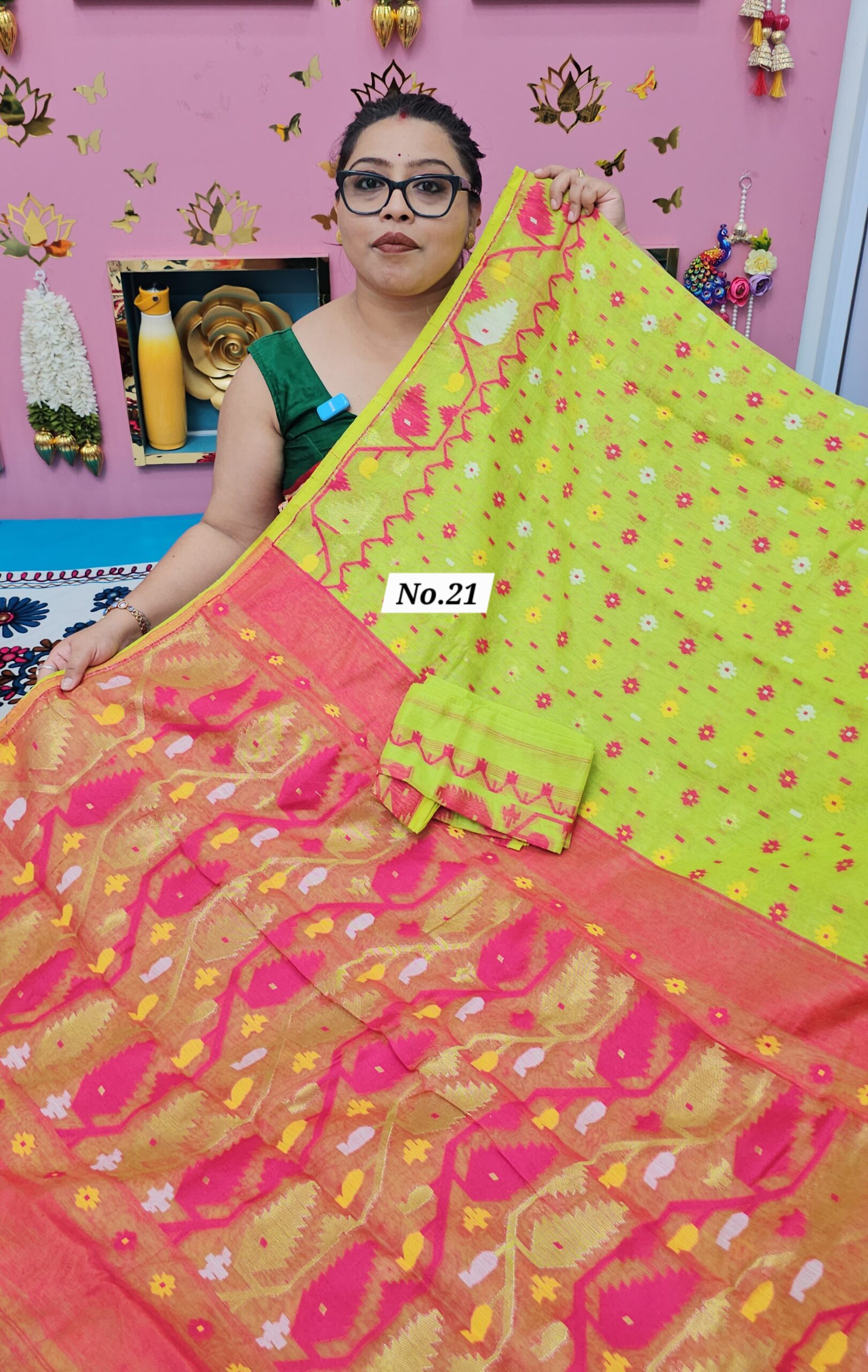 7TH OCT MEGA SALE LIVE – PURE BENGAL HANDLOOM JAMDANI SAREE (NO.21)