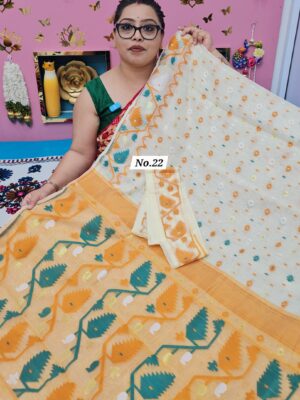 7TH OCT MEGA SALE LIVE – PURE BENGAL HANDLOOM JAMDANI SAREE (NO.22)