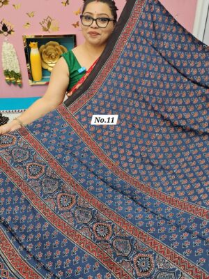 7TH OCT MEGA SALE LIVE – PURE AJRAKH MODAL SILK SAREE (NO.11)