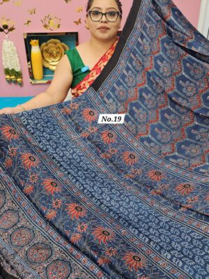 7TH OCT MEGA SALE LIVE – PURE AJRAKH MODAL SILK SAREE (NO.19)