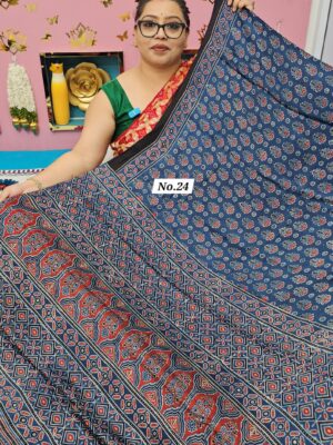 7TH OCT MEGA SALE LIVE – PURE AJRAKH MODAL SILK SAREE (NO.24)