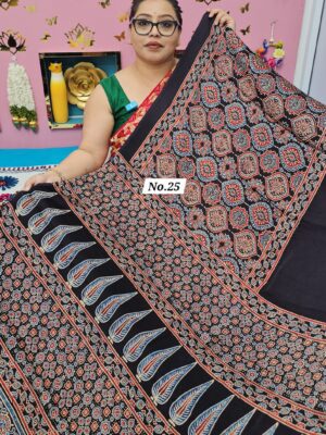 7TH OCT MEGA SALE LIVE – PURE AJRAKH MODAL SILK SAREE (NO.25)