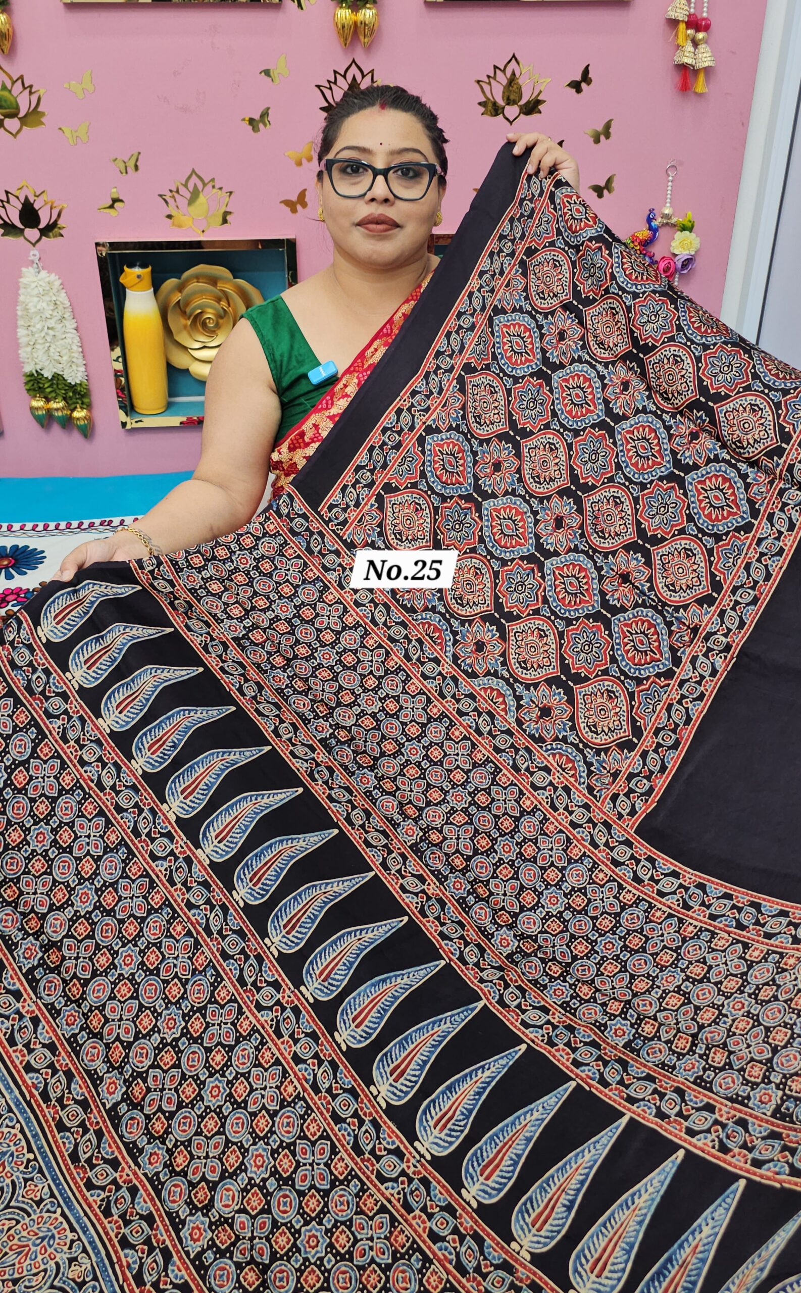 7TH OCT MEGA SALE LIVE – PURE AJRAKH MODAL SILK SAREE (NO.25)