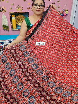 7TH OCT MEGA SALE LIVE – PURE AJRAKH MODAL SILK SAREE (NO.26)