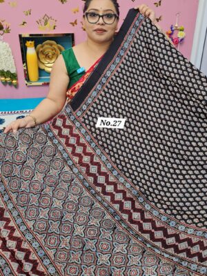7TH OCT MEGA SALE LIVE – PURE AJRAKH MODAL SILK SAREE (NO.27)