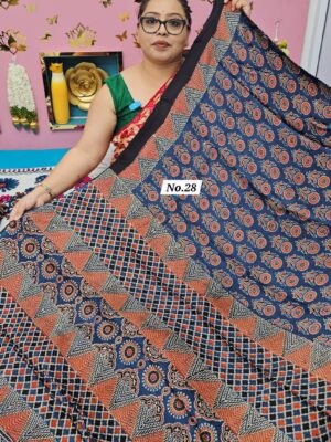 7TH OCT MEGA SALE LIVE – PURE AJRAKH MODAL SILK SAREE (NO.28)