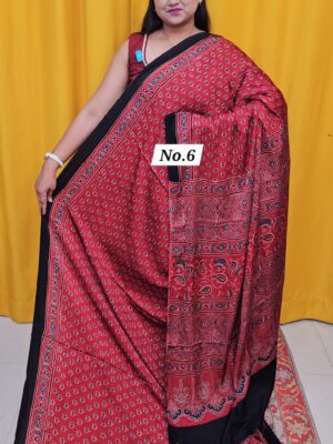 9TH OCT MEGA 2NDSALE LIVE – PURE AJRAKH MODAL SAREE {DEFECTIVE} (NO.6)