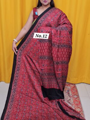 9TH OCT MEGA 2NDSALE LIVE – PURE AJRAKH MODAL SAREE {DEFECTIVE} (NO.12)