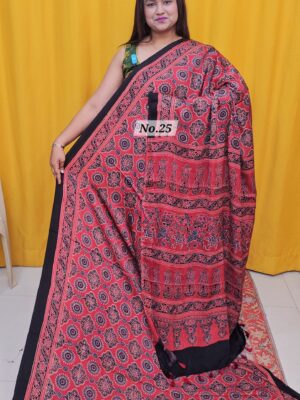 20TH OCT MEGA SALE 2NDLIVE –  PURE AJRAKH MODAL SAREE {DEFECTIVE} (NO.25)