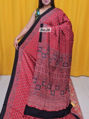 20TH OCT MEGA SALE 2NDLIVE –  PURE AJRAKH MODAL SAREE {DEFECTIVE} (NO.28)