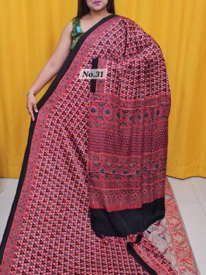 20TH OCT MEGA SALE 2NDLIVE –  PURE AJRAKH MODAL SAREE {DEFECTIVE} (NO.31)