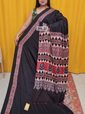20TH OCT MEGA SALE 2NDLIVE –  PURE AJRAKH MODAL SAREE {DEFECTIVE} (NO.33)