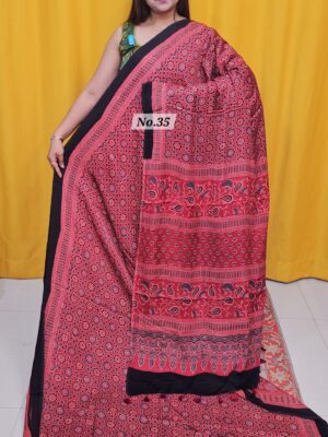 20TH OCT MEGA SALE 2NDLIVE –  PURE AJRAKH MODAL SAREE {DEFECTIVE} (NO.35)