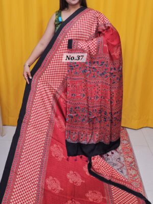 20TH OCT MEGA SALE 2NDLIVE –  PURE AJRAKH MODAL SAREE {DEFECTIVE} (NO.37)