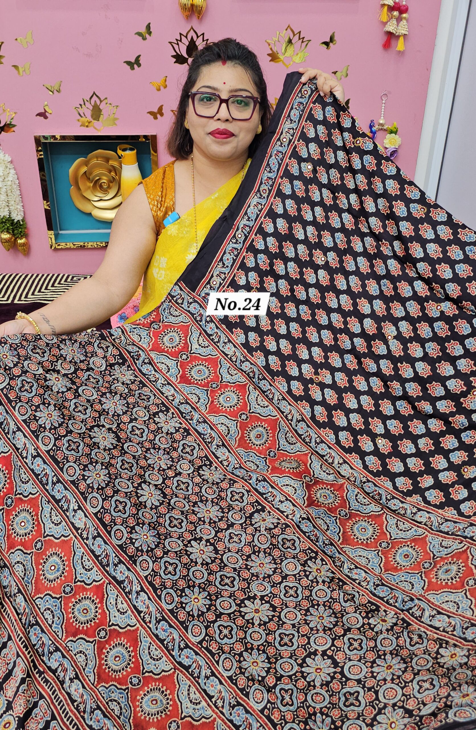 24TH OCT MEGA SALE LIVE – AJRAKH MODAL MIRROR SAREE (NO.24)