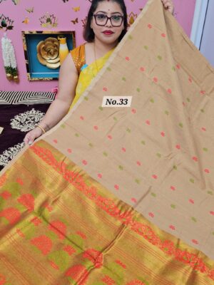 27TH OCT MEGA SALE LIVE - PURE HANDLOOM LINEN SAREE (NO.33)
