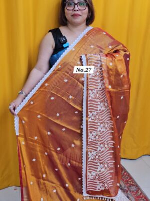 8TH OCT MEGA SALE 2ND LIVE - PURE BENGAL HANDLOOM TISSUE SAREE (NO.27)
