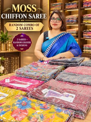MOSS CHIFFON SAREE ( RANDOM COMBO OF 2 SAREES )