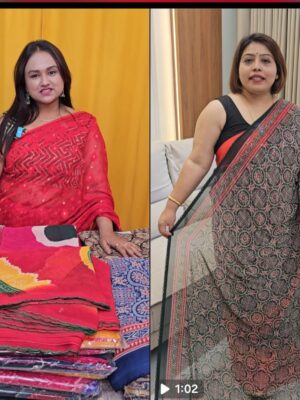 MOSS CHIFFON SAREE ( RANDOM COMBO OF 2 SAREES )
